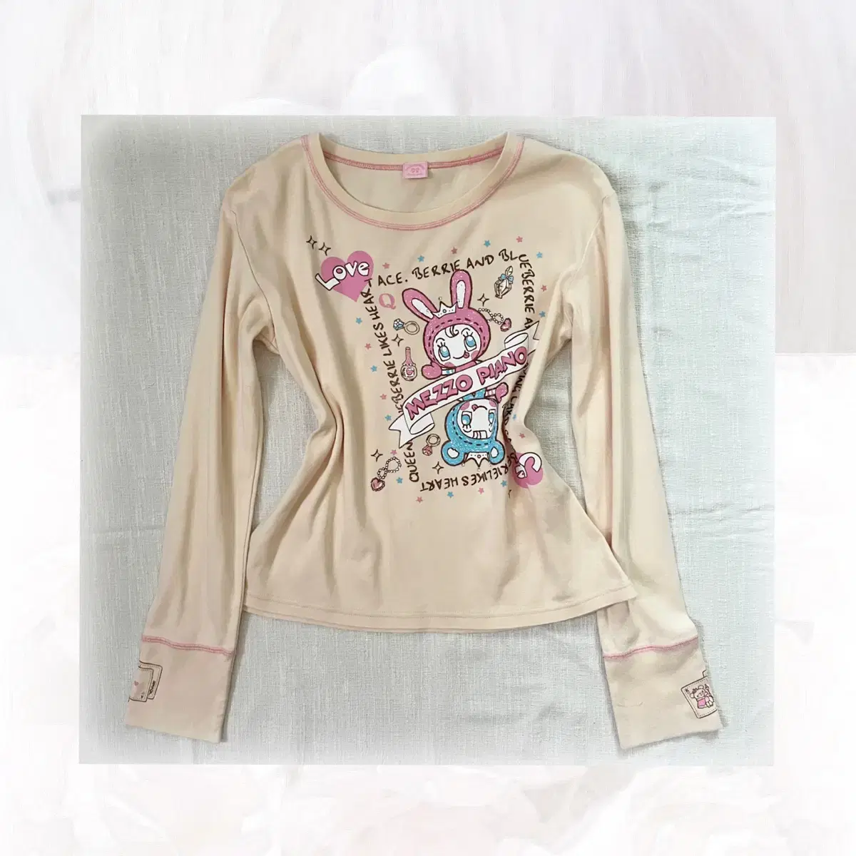 Mezzo piano cute printing ivory top